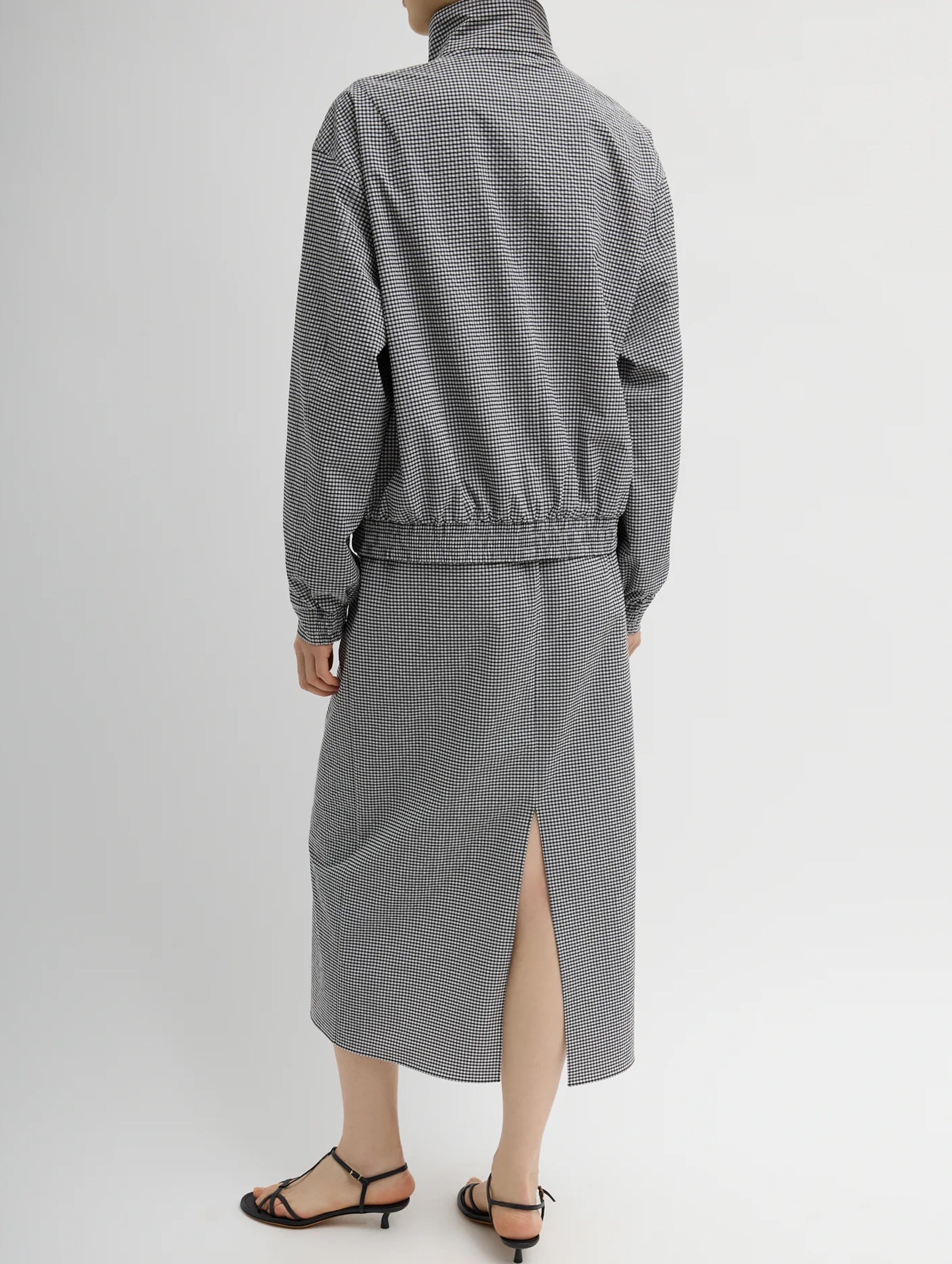 Tech Gingham Track Jacket in Black and White Gingham