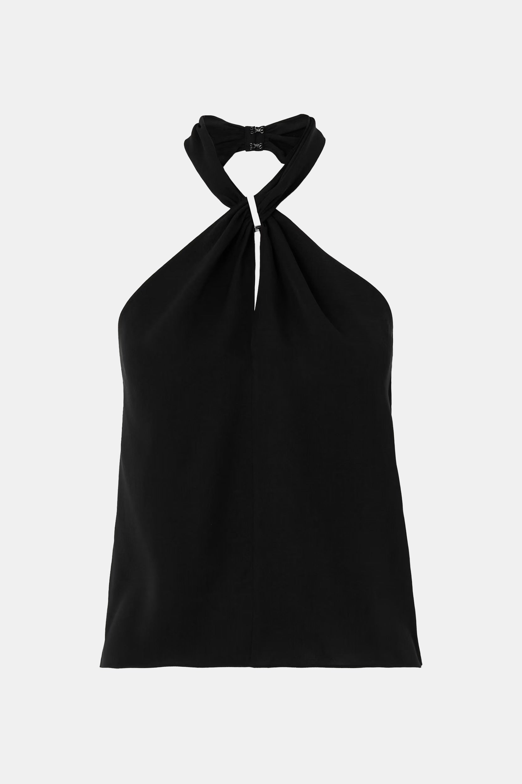 Ring Halter Silk Top in Black