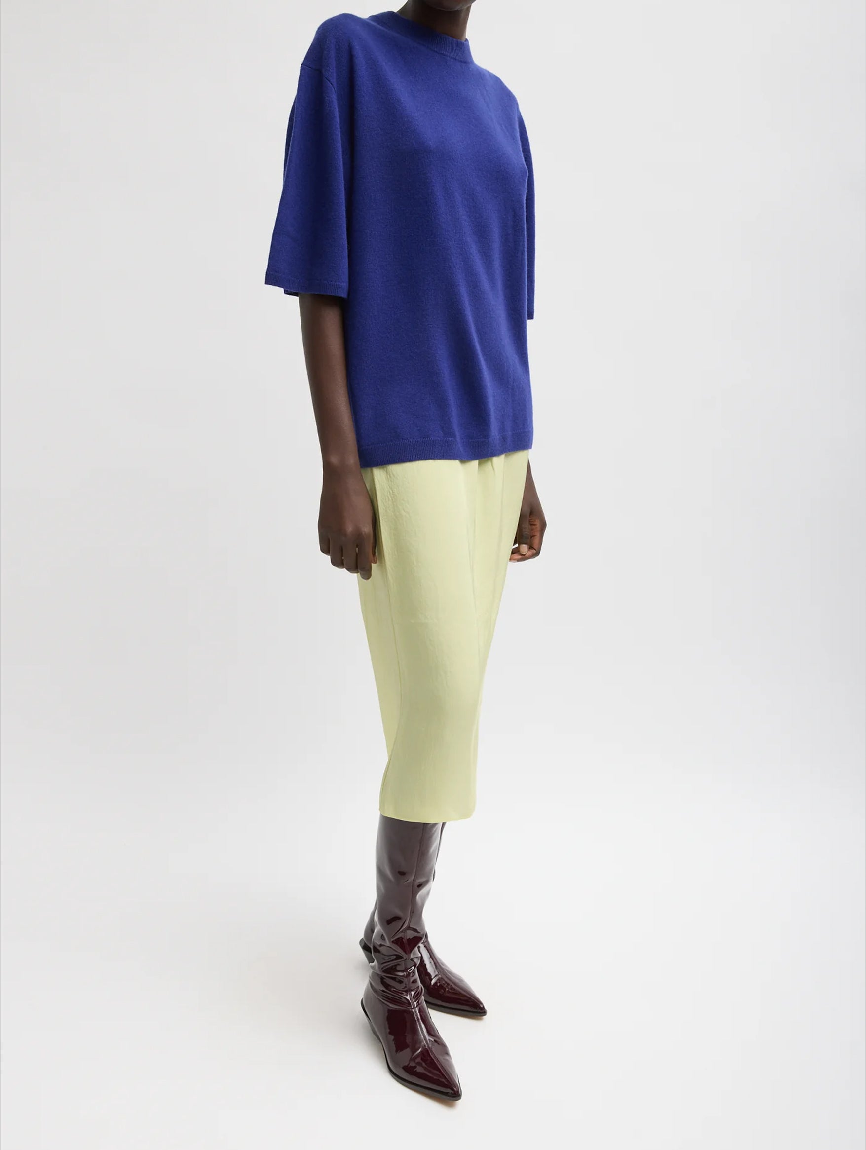 Washable Cashmere Oversized Easy Tee in Ink Blue