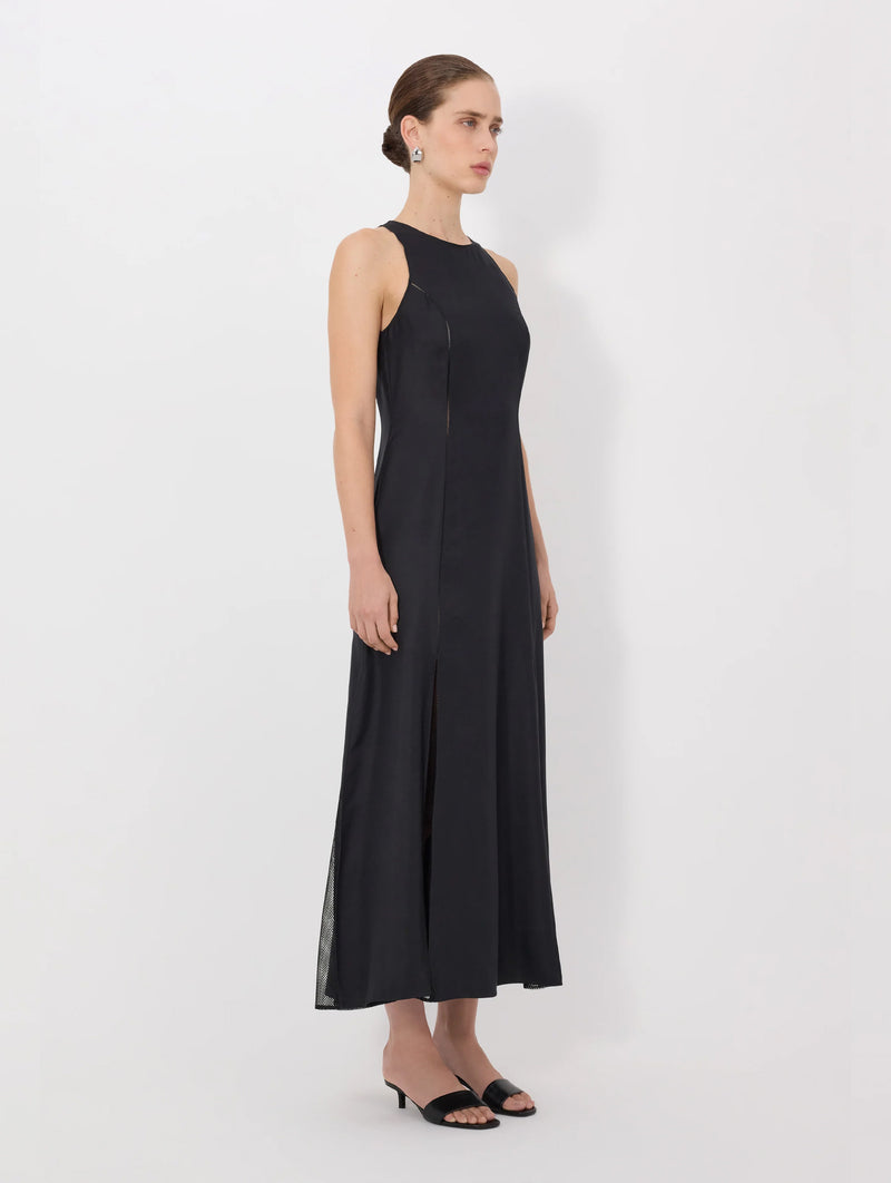 Iraka Silk Detailed Maxi Dress in Black