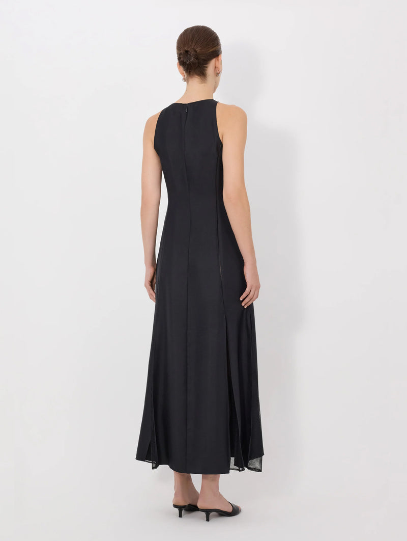 Iraka Silk Detailed Maxi Dress in Black