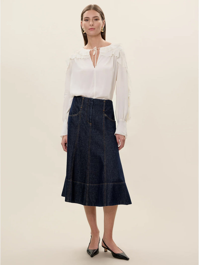 Lilith Ruffle Blouse in Ivory