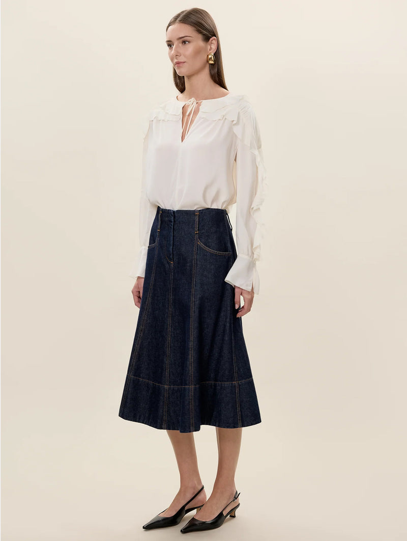 Lilith Ruffle Blouse in Ivory