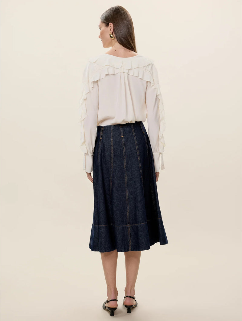 Lilith Ruffle Blouse in Ivory