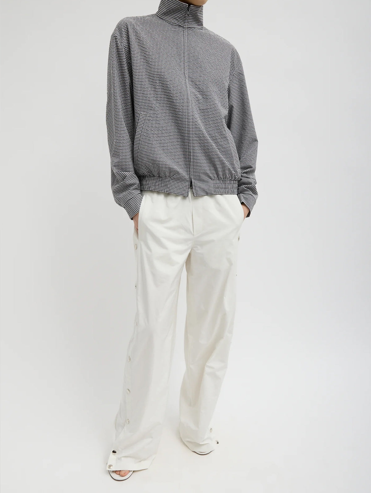 Nylon Snap Pull On Short Jogger in White