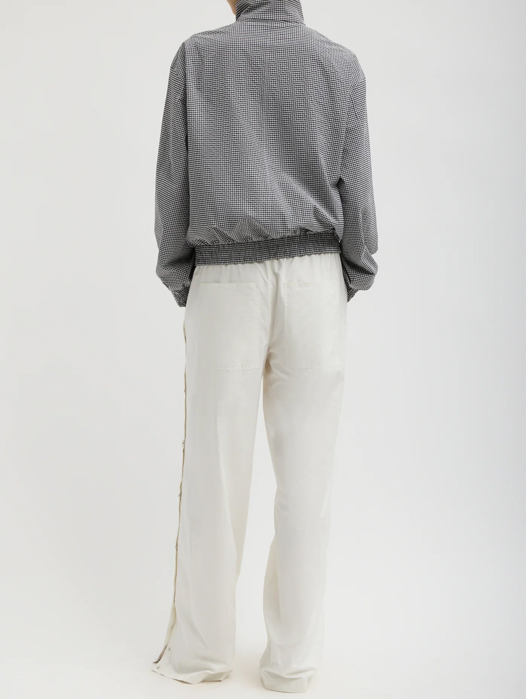 Nylon Snap Pull On Regular Jogger in White