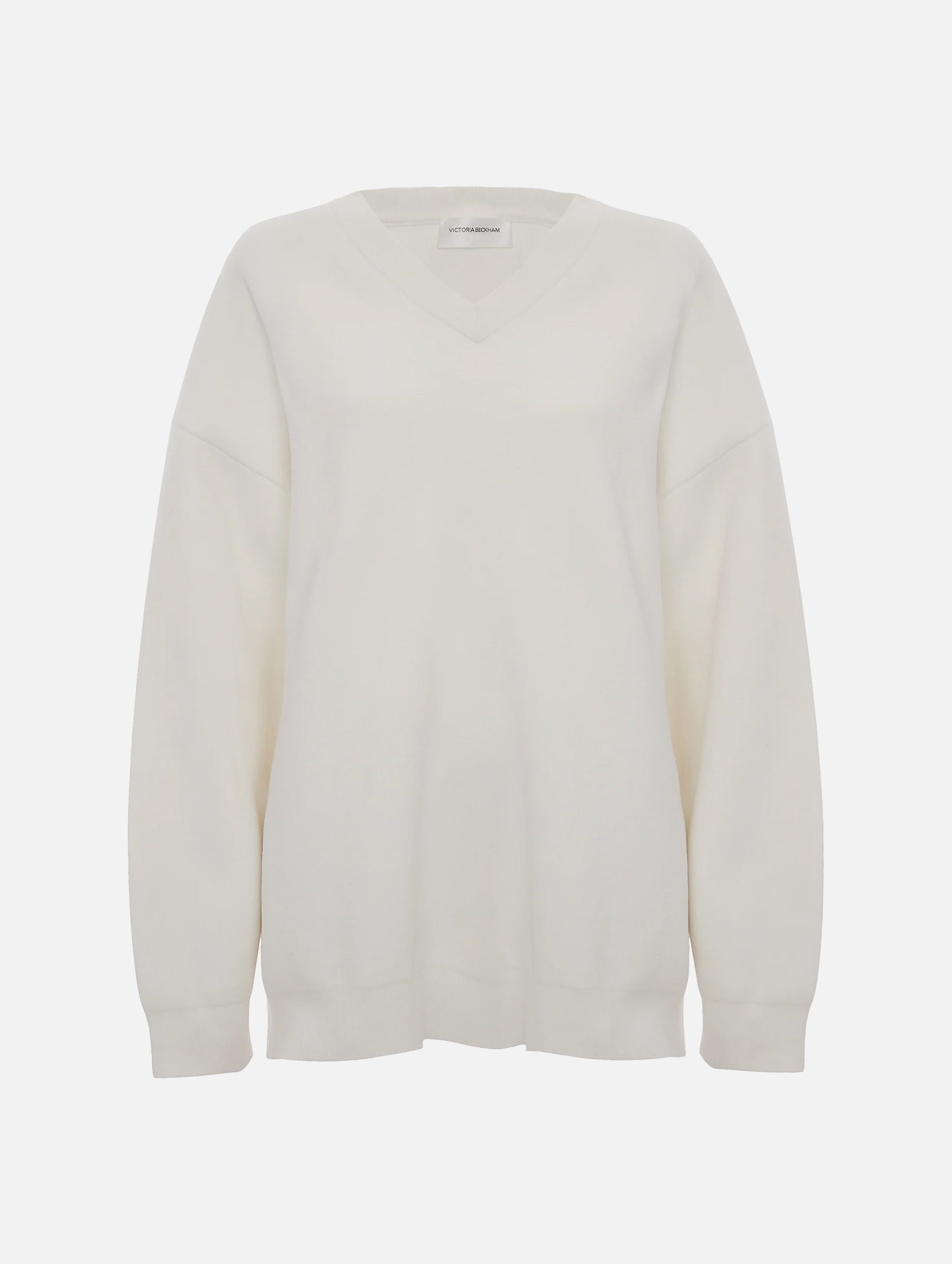 Relaxed Fit V-Neck Jumper in White