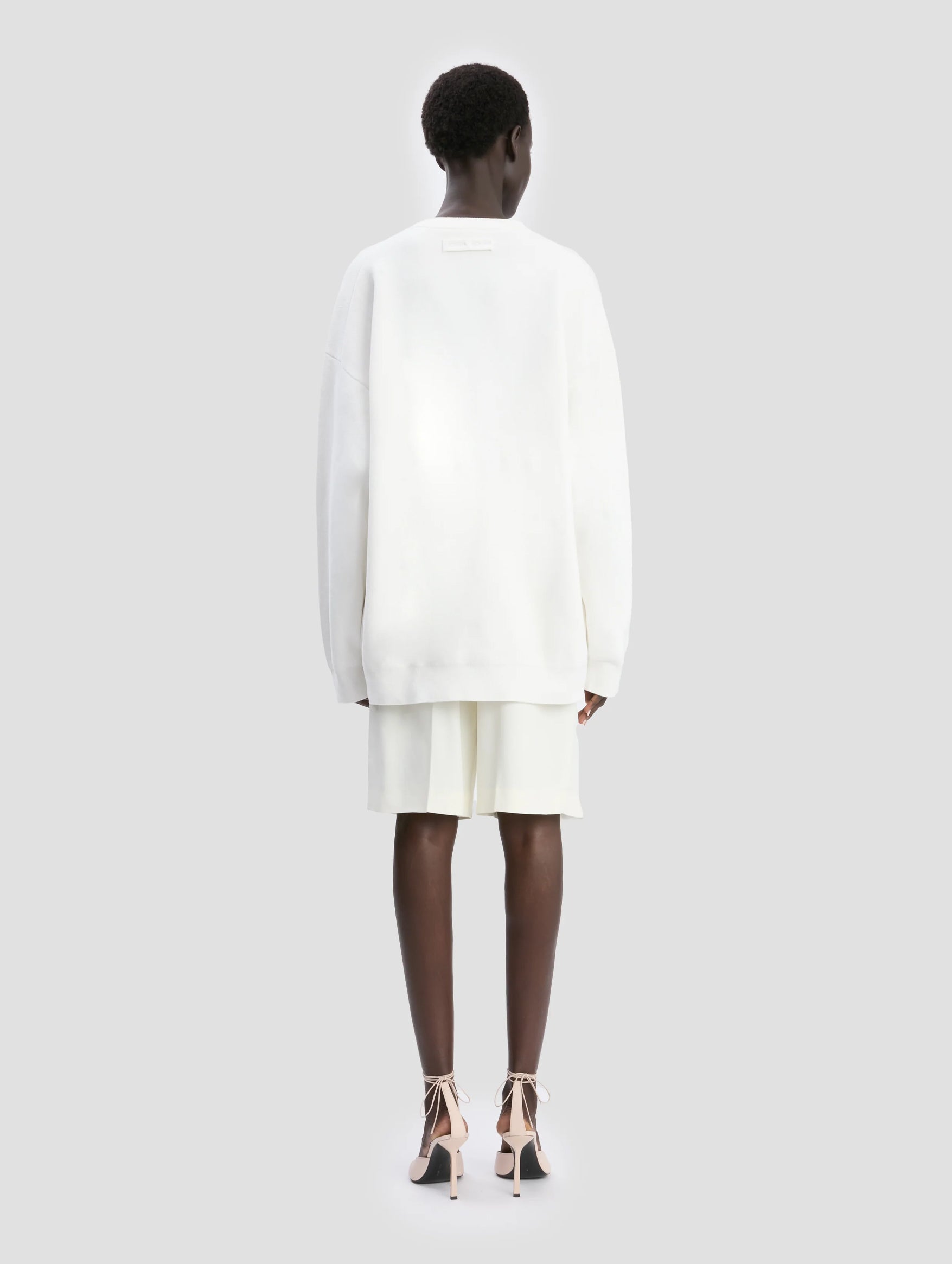 Relaxed Fit V-Neck Jumper in White