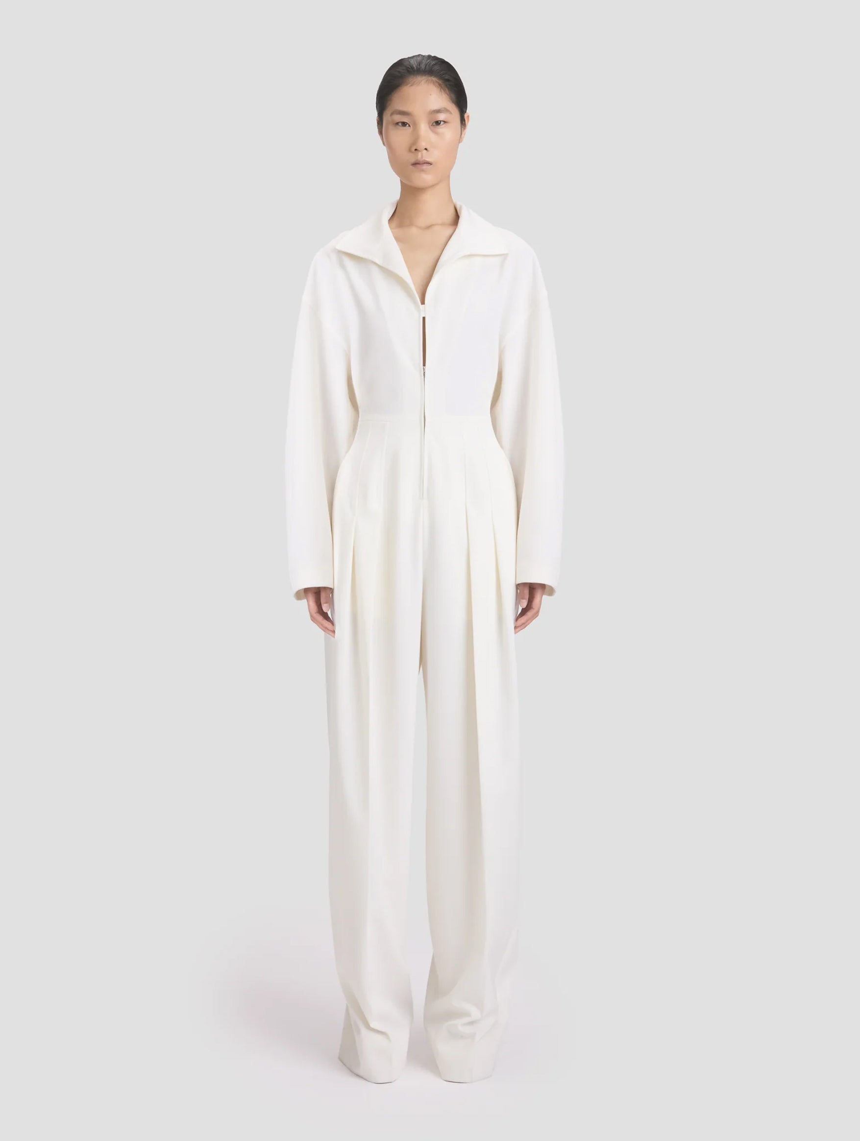 Tab Detail Jumpsuit in Ivory