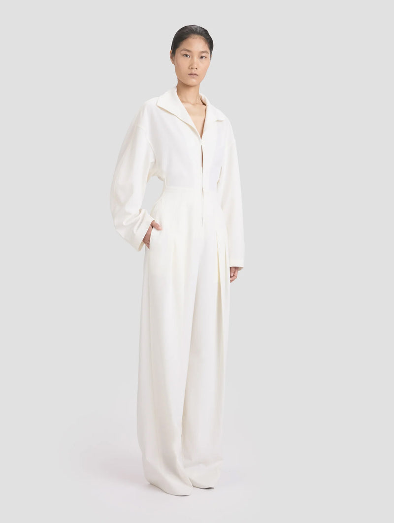 Tab Detail Jumpsuit in Ivory