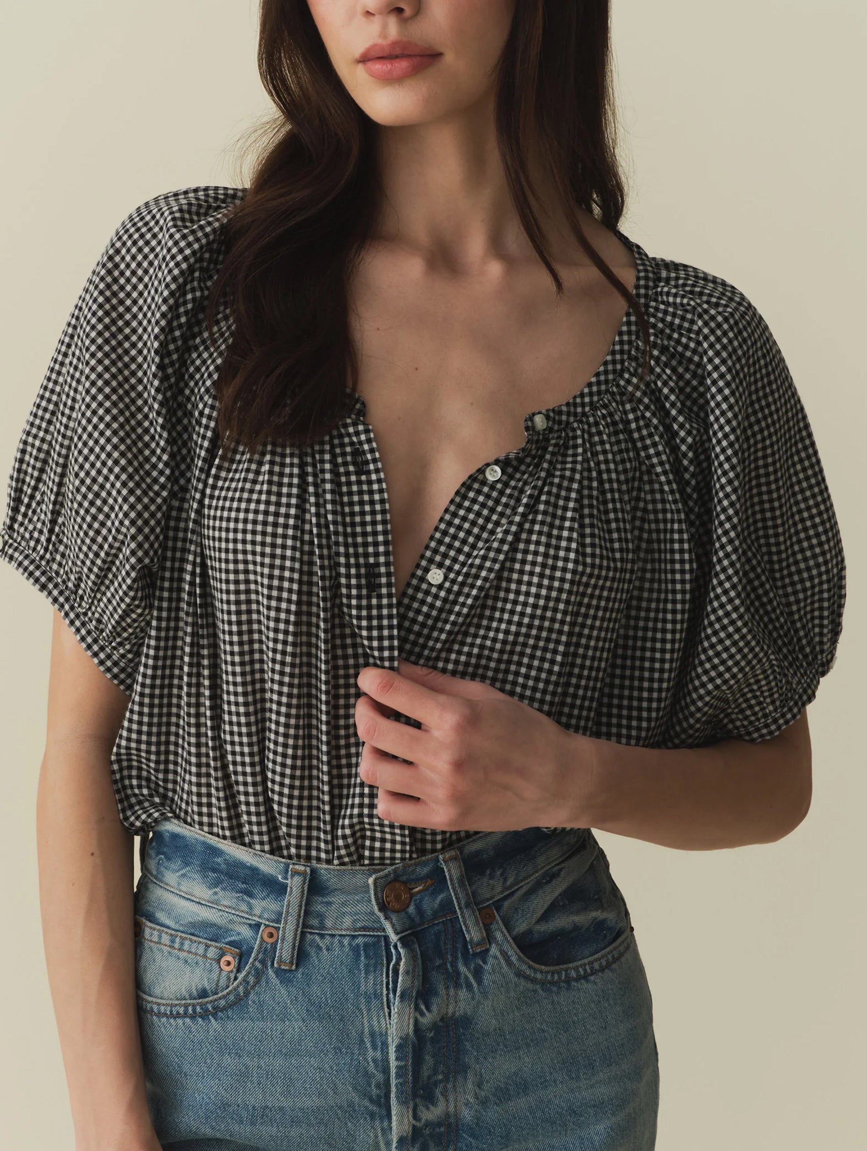 June Top in La Maddalena Gingham