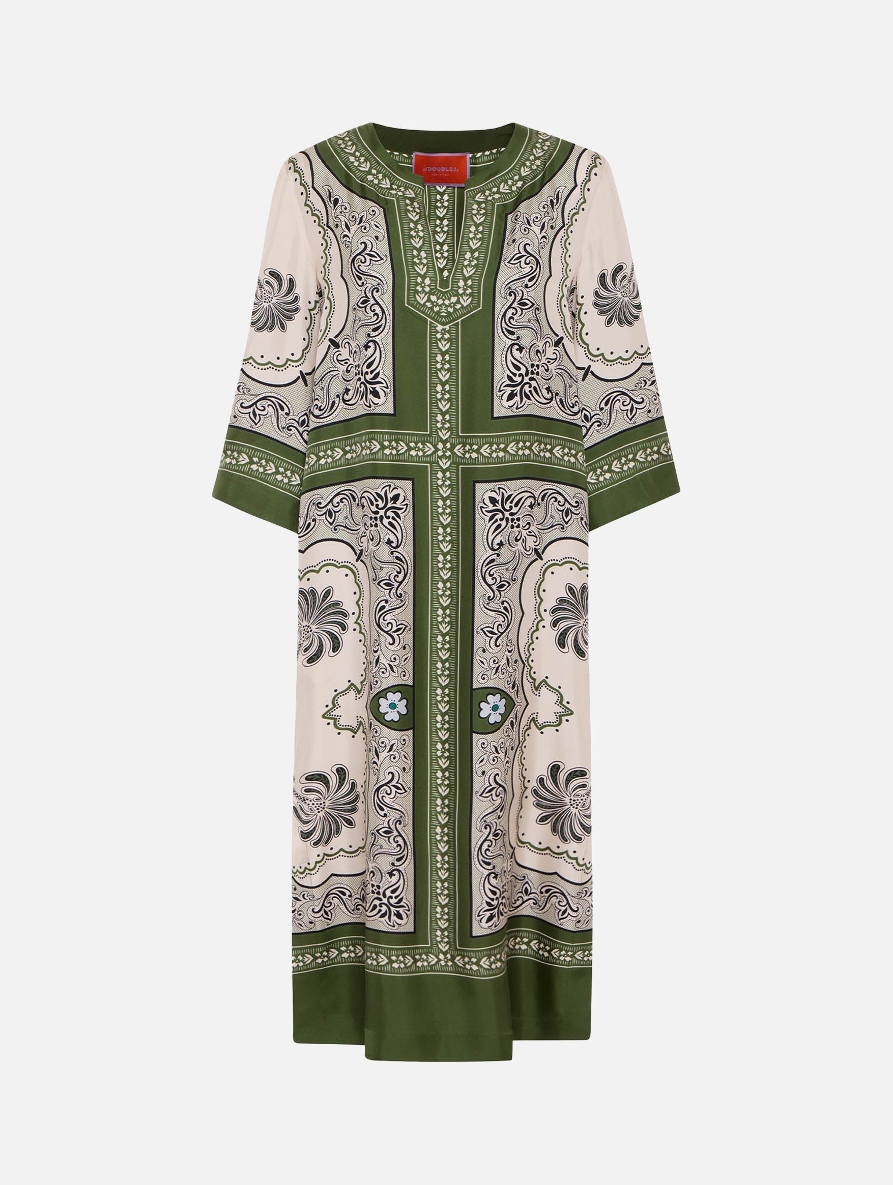 The Silk Kaftan In Mirage Placée Green