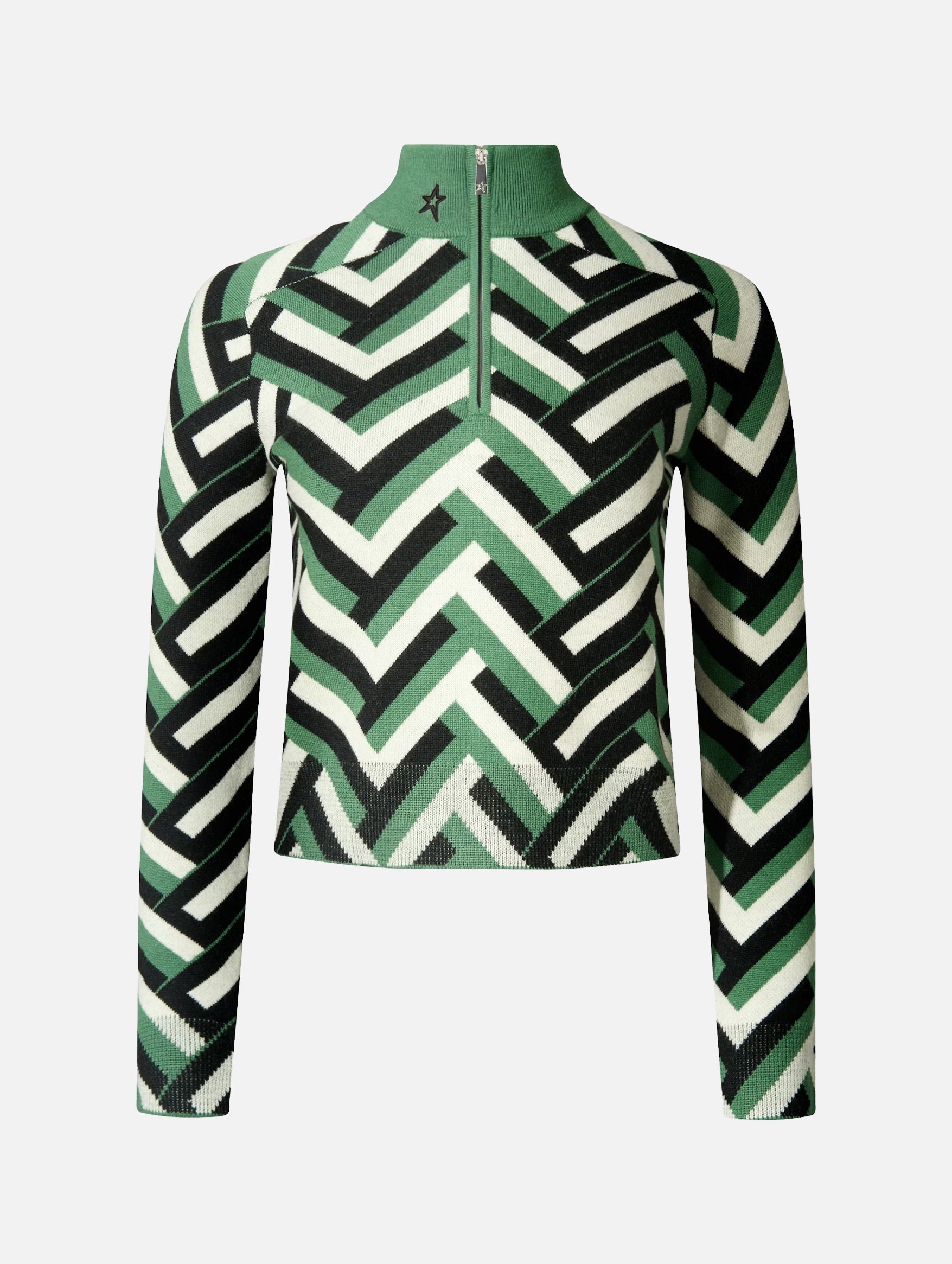 LA Tour Merino Wool Sweater in Green Waffle Print