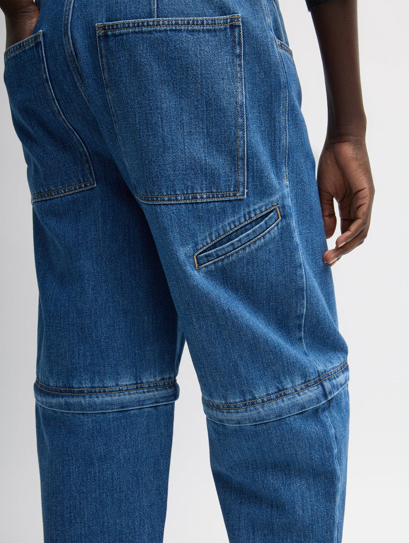 Lars Denim Regular Convertible Zip Jean in Classic Blue