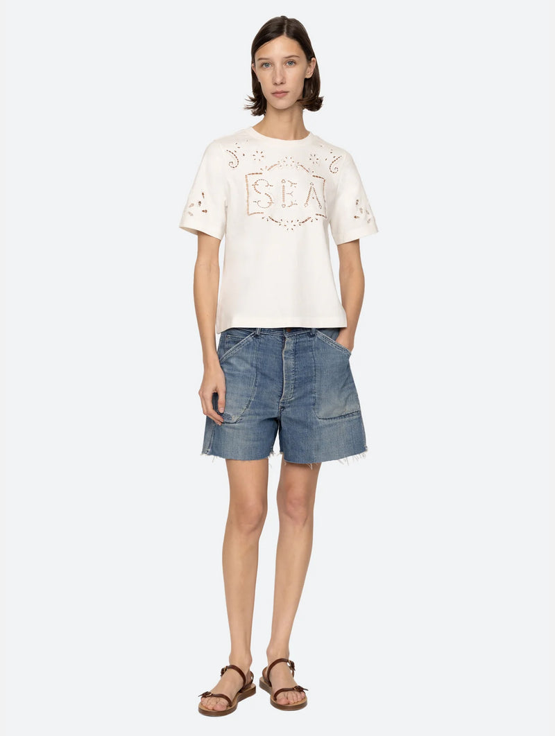 Marie Embroidery T-Shirt in White