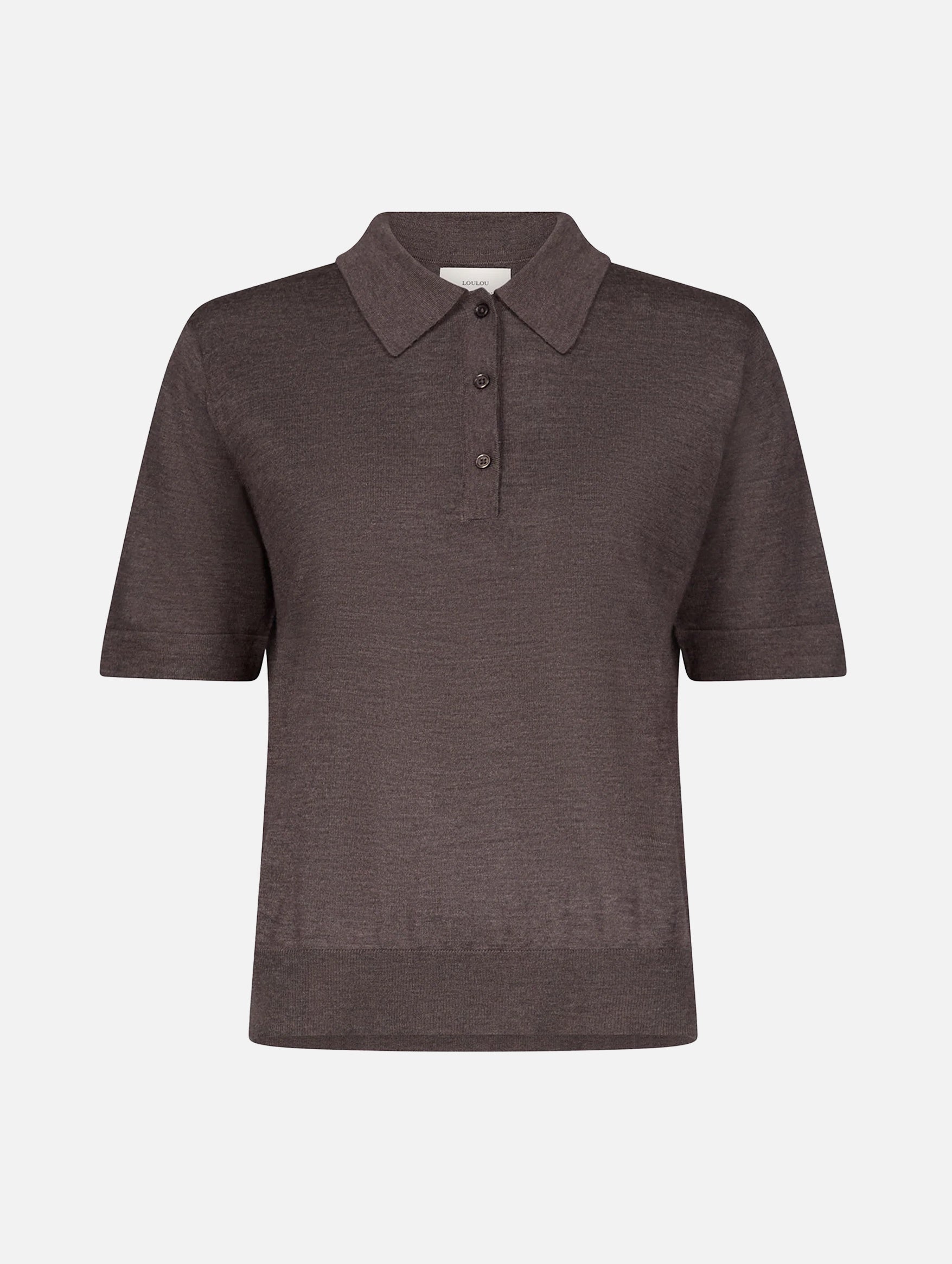 Migo Cashmere Polo Top in Brown Melange