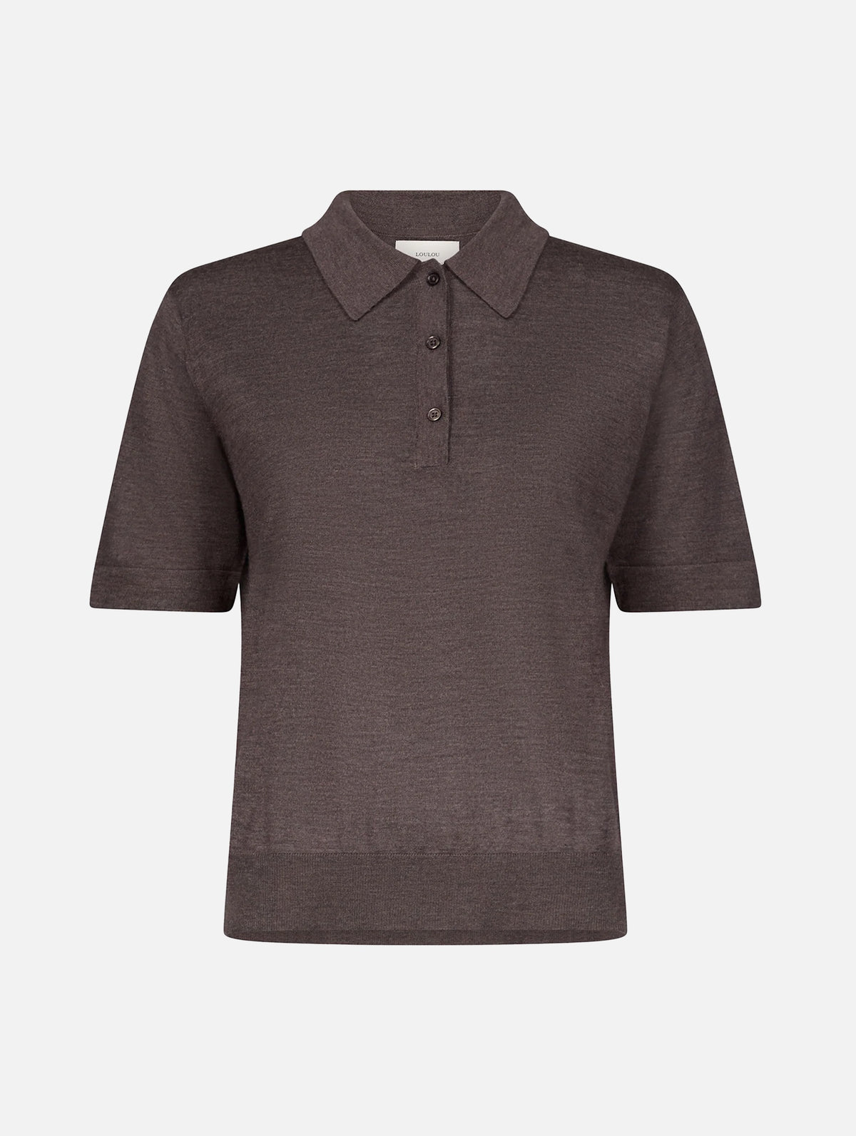 Migo Cashmere Polo Top in Brown Melange