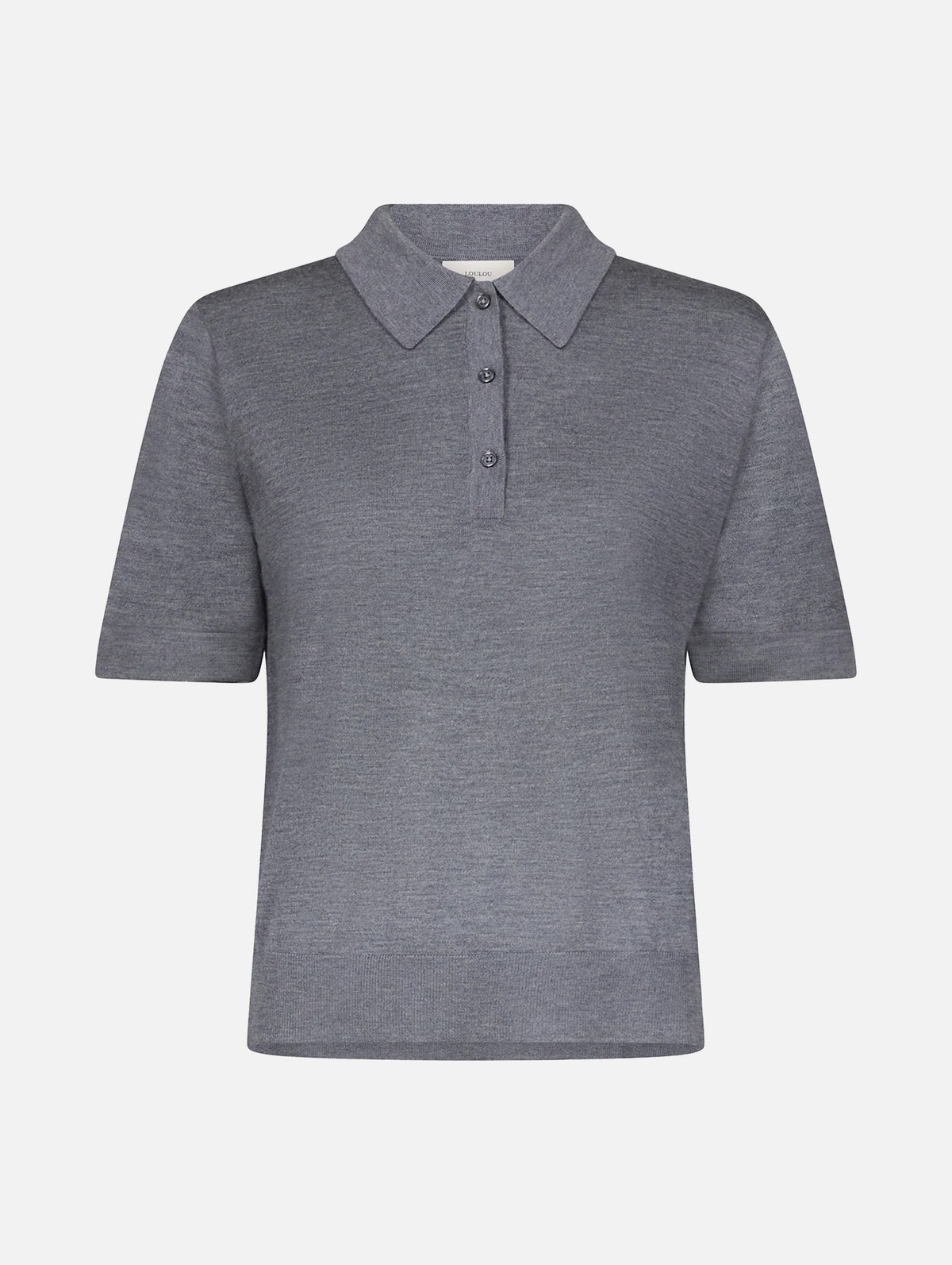 Migo Cashmere Polo Top in Anthracite Melange