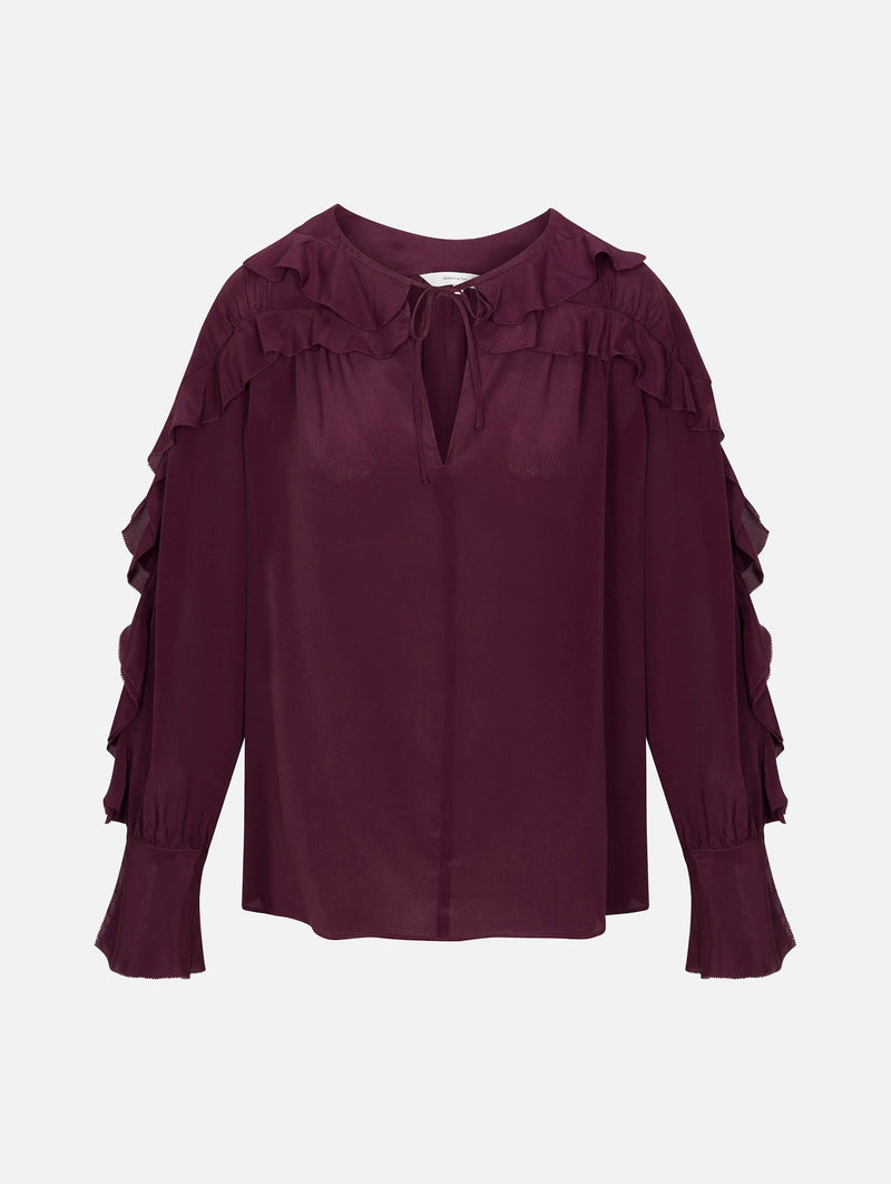 Lilith Ruffle Blouse in Mulberry