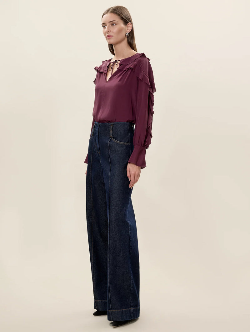 Lilith Ruffle Blouse in Mulberry