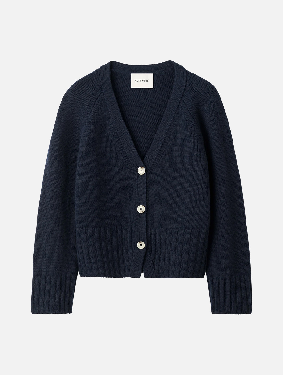 V Neck Cashmere Cardigan in Navy