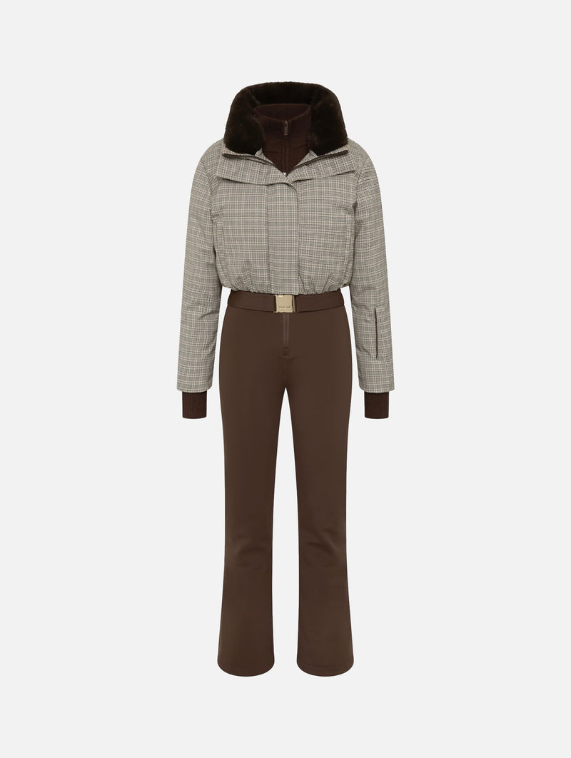 Sienna Ski Suit in Houndstooth and Brown
