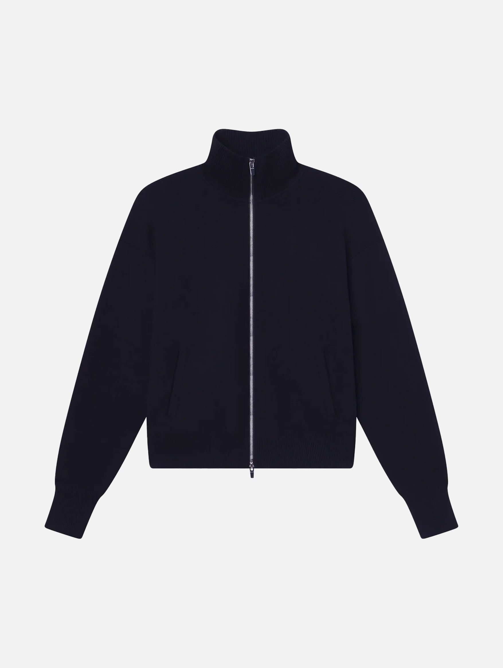 Oliver Zip Knit Cardigan in Navy