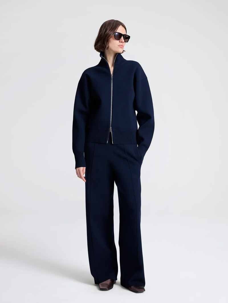 Oliver Zip Knit Cardigan in Navy
