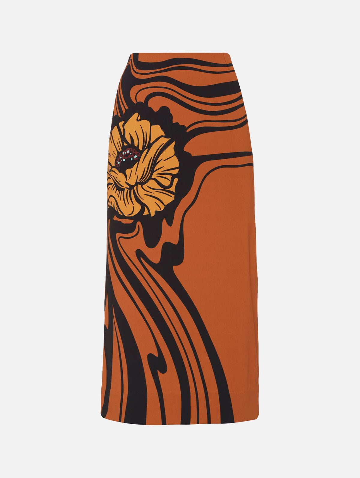 Pencil Skirt In Big Blooms Placée