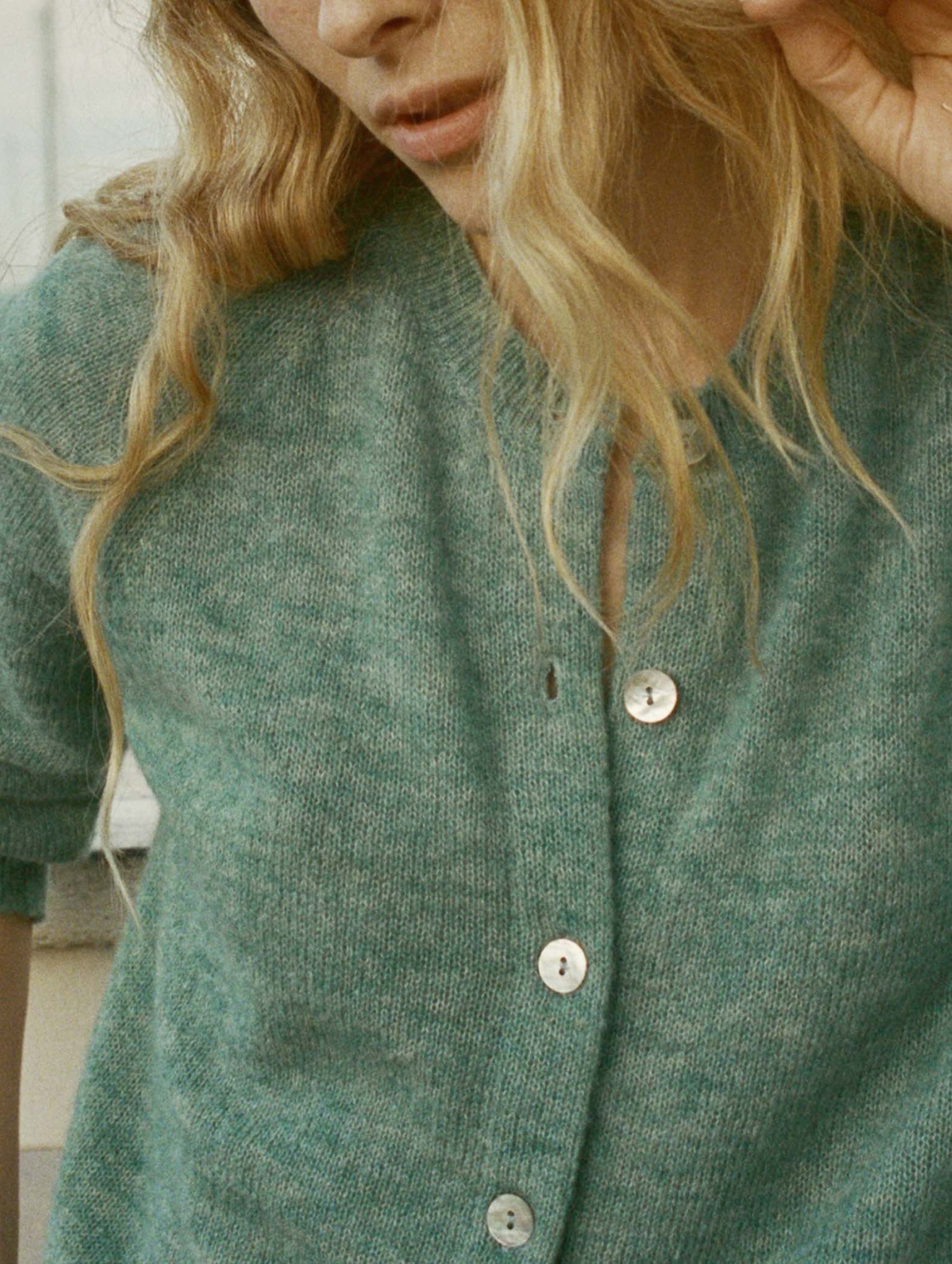 Petra Cardigan in Bleu Menthe