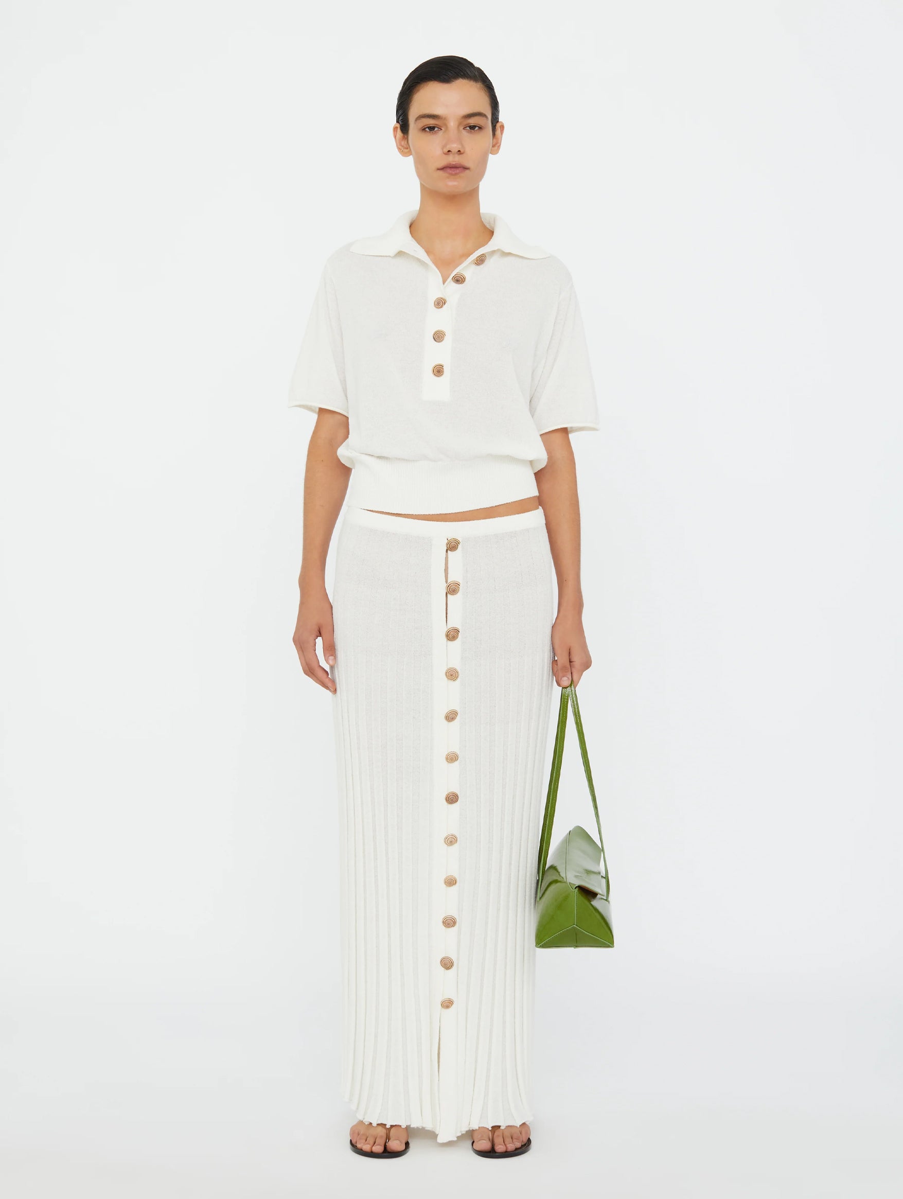 Sundial Shell Knit Polo in White