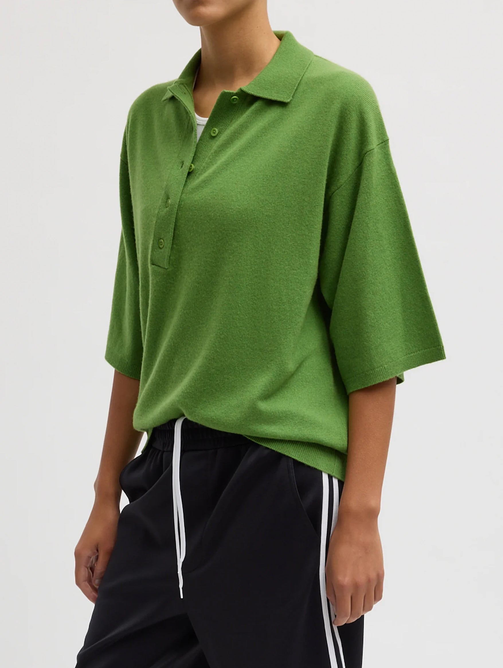 Washable Cashmere Oversized Easy Polo in Avocado