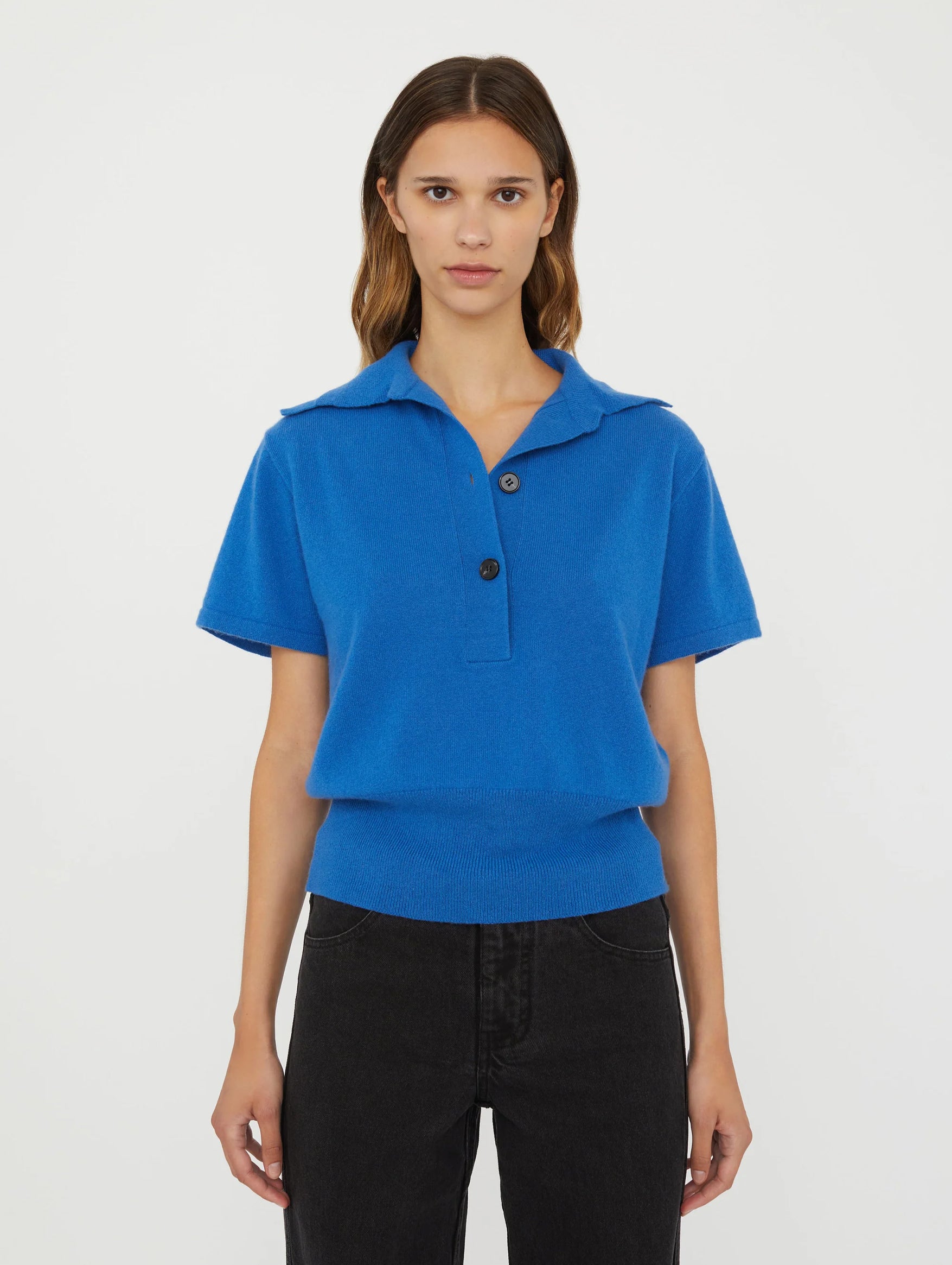 Cashmere Knit Polo in Lapis