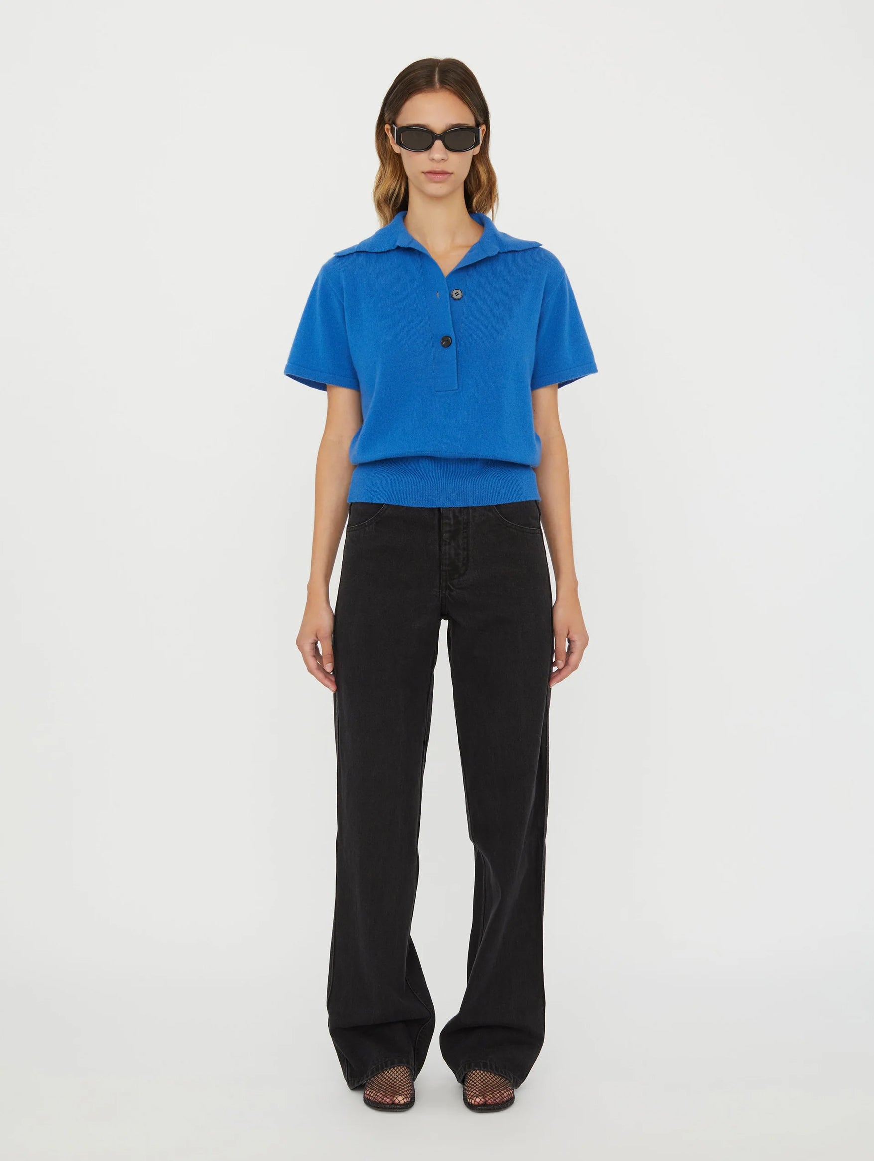 Cashmere Knit Polo in Lapis