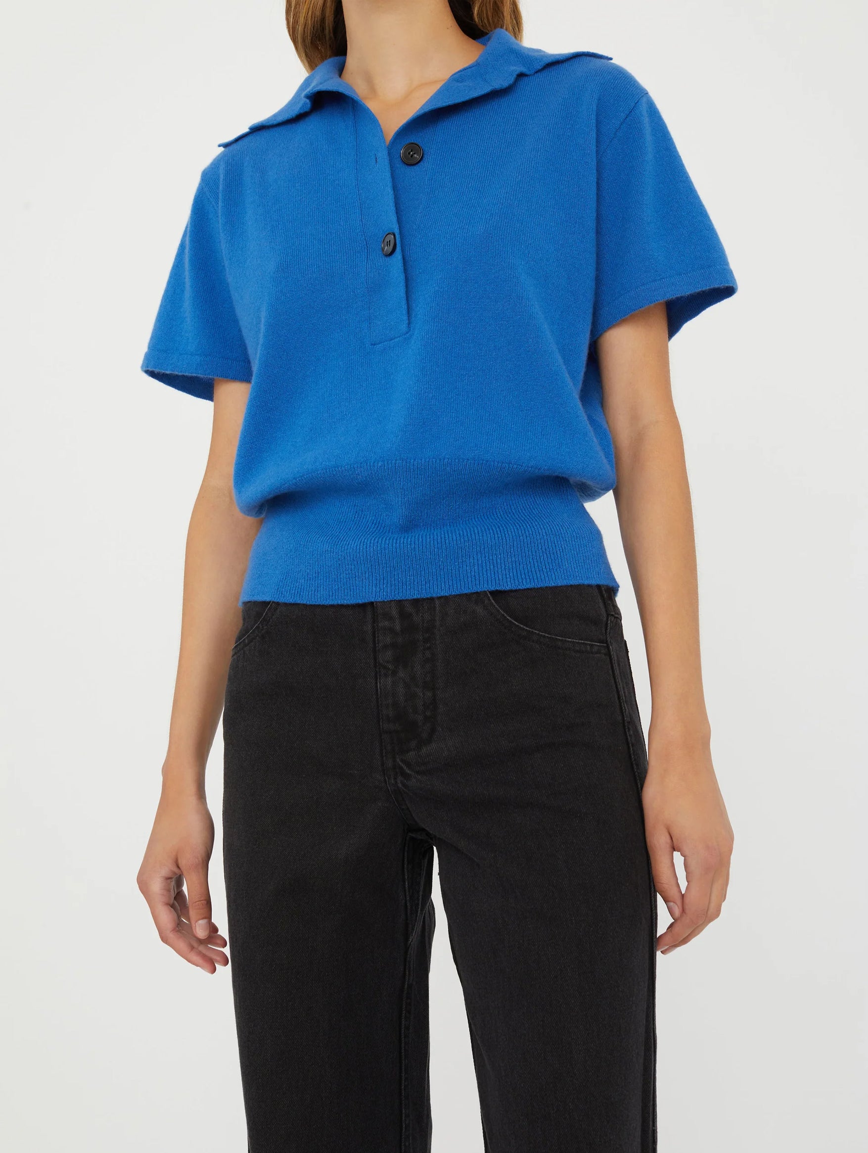 Cashmere Knit Polo in Lapis