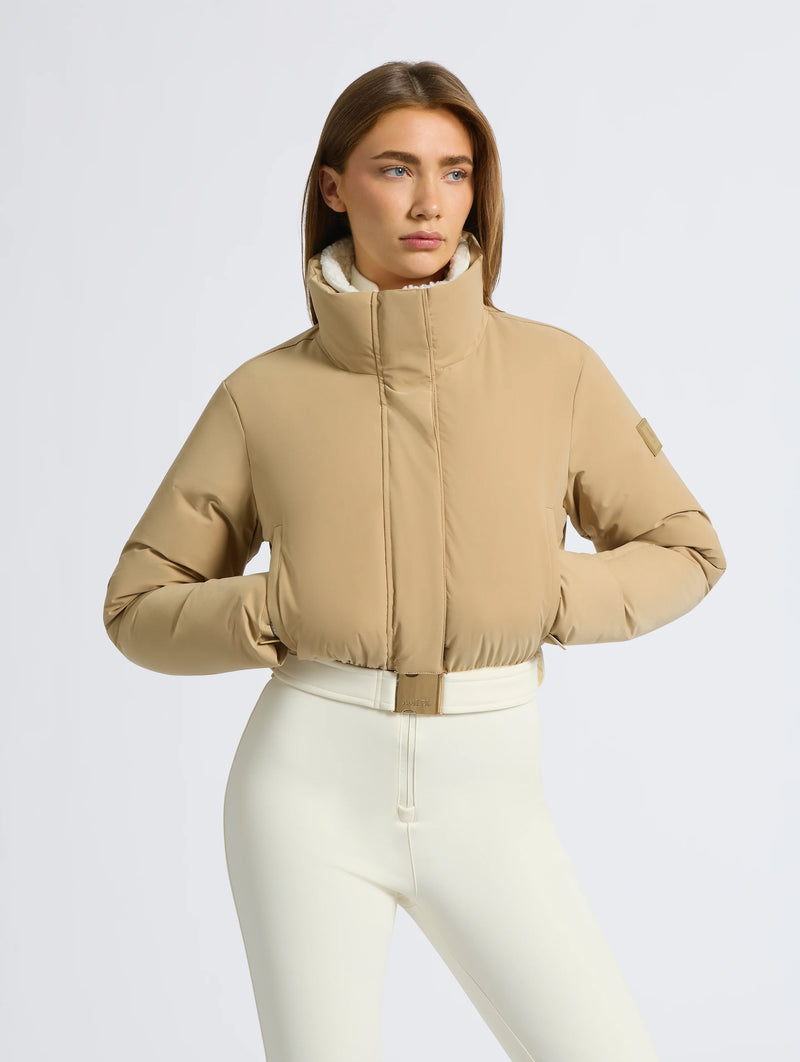 Saskia Ski Suit in White & Tan