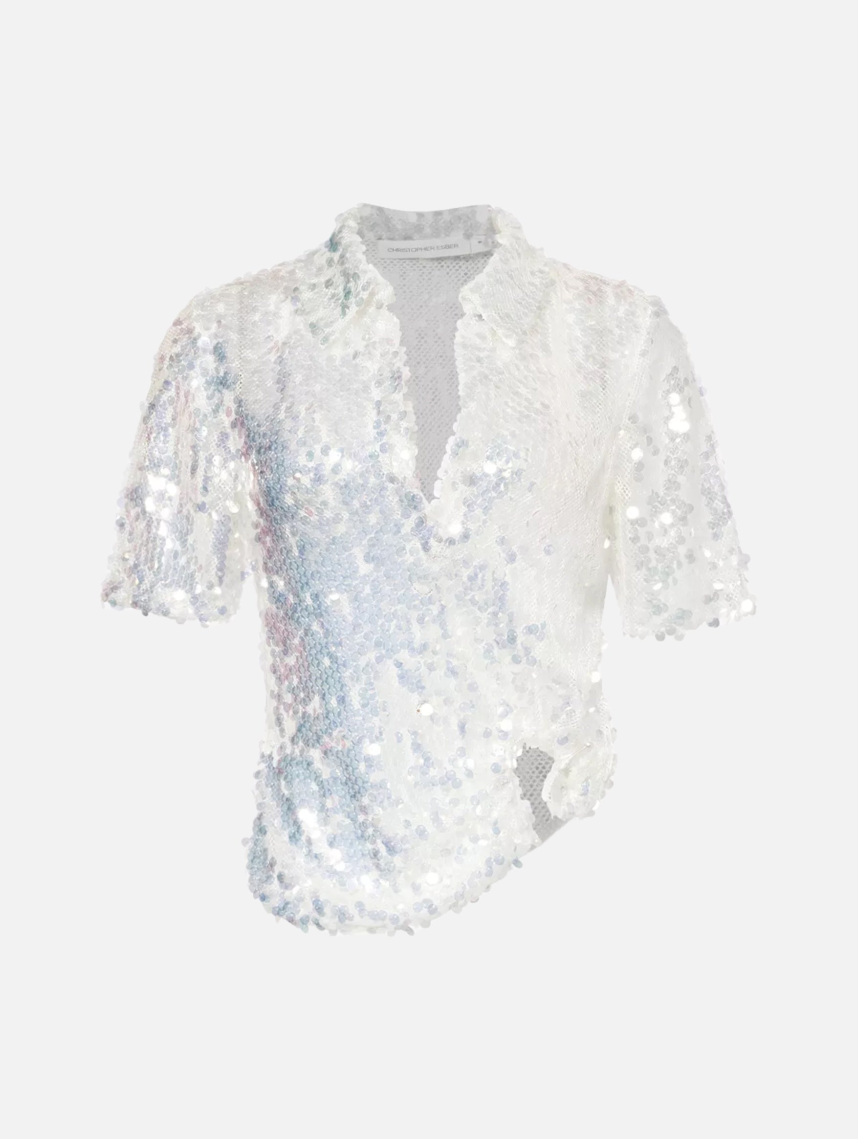 Opaline Sequin Polo in Glisten Clear