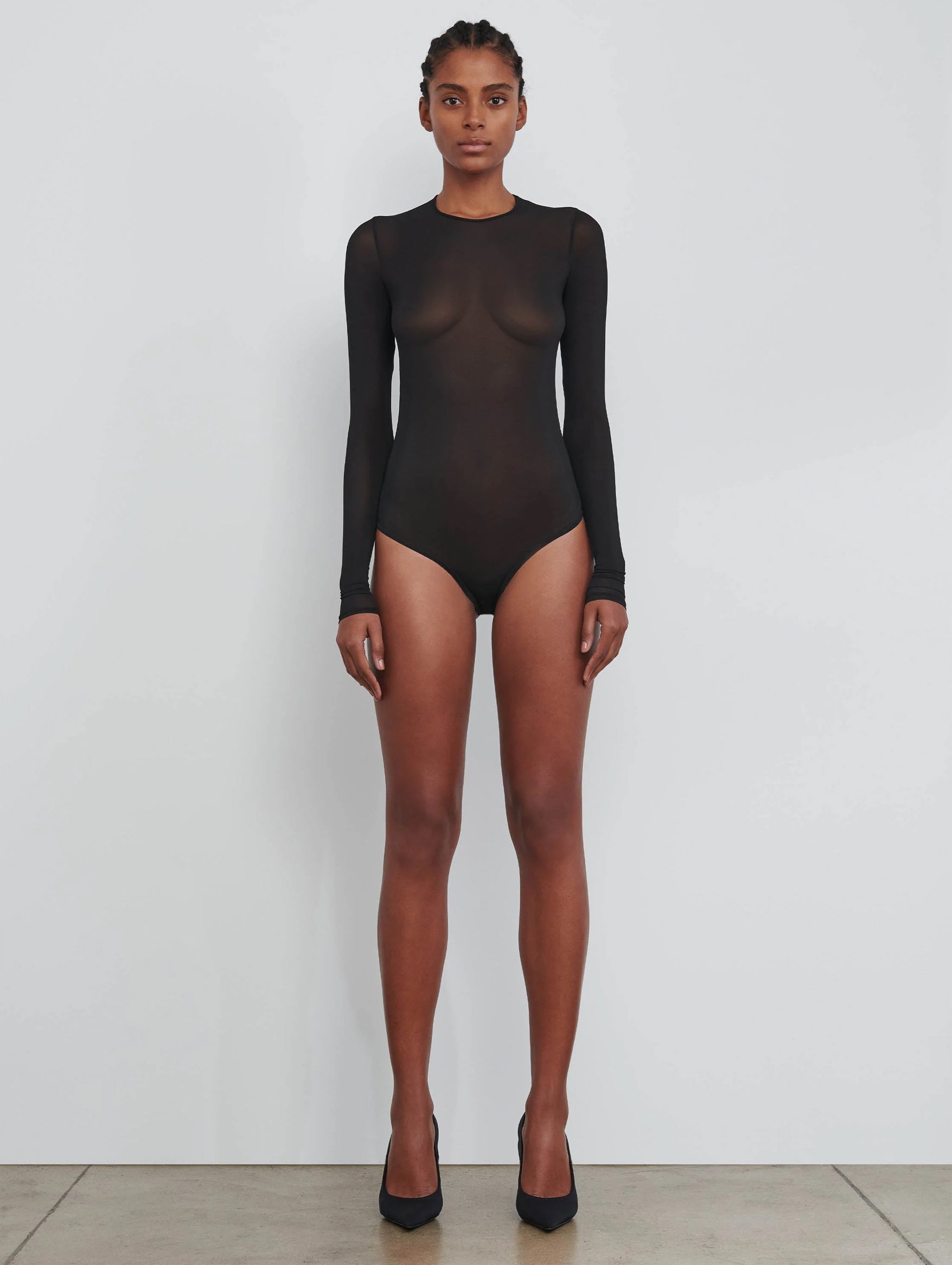 Sheer Bodysuit in Black