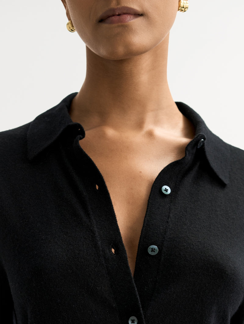 Featherlight Cashmere Shirt in Black