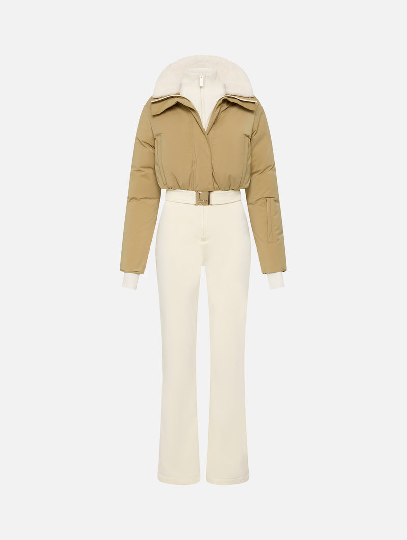 Saskia Ski Suit in White & Tan