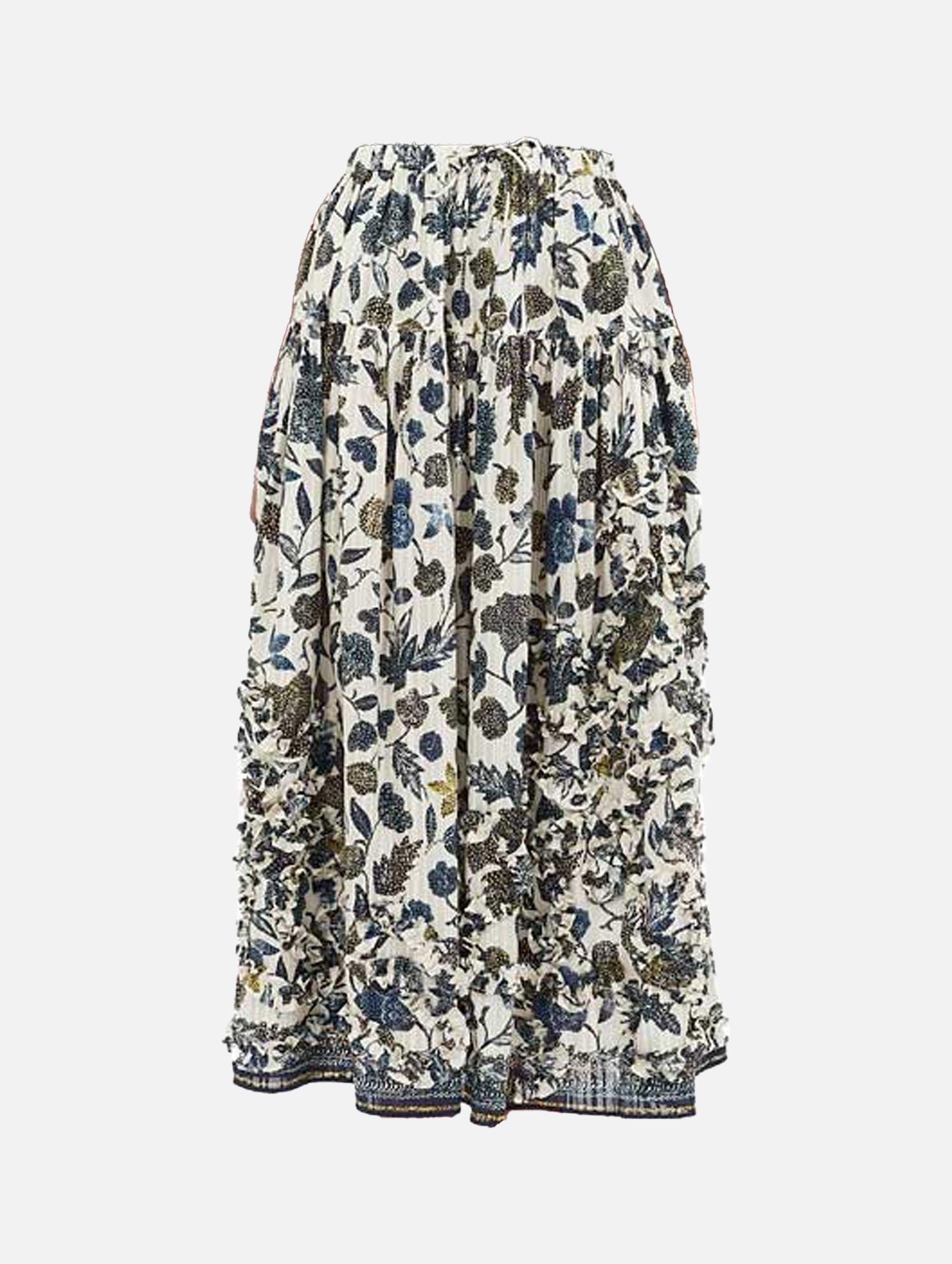 Alexandra Ruffled Cotton Midi Skirt in Porcelain