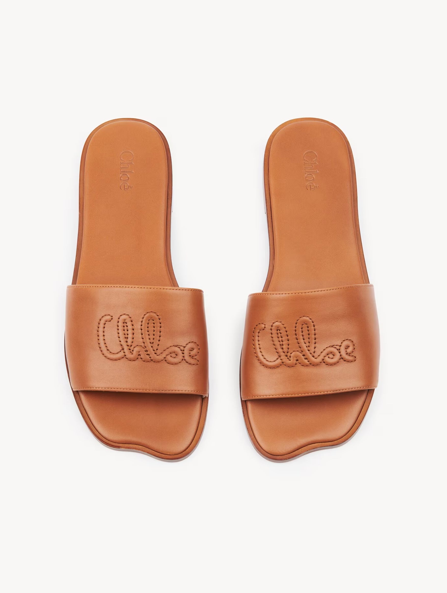 Chloé Soleil Slides in Ginger Brown