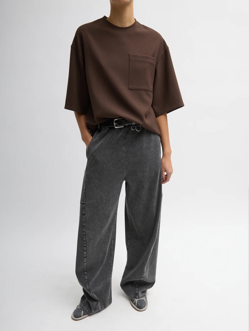 Stretch Denim Knit Regular Winslow Pant in Black