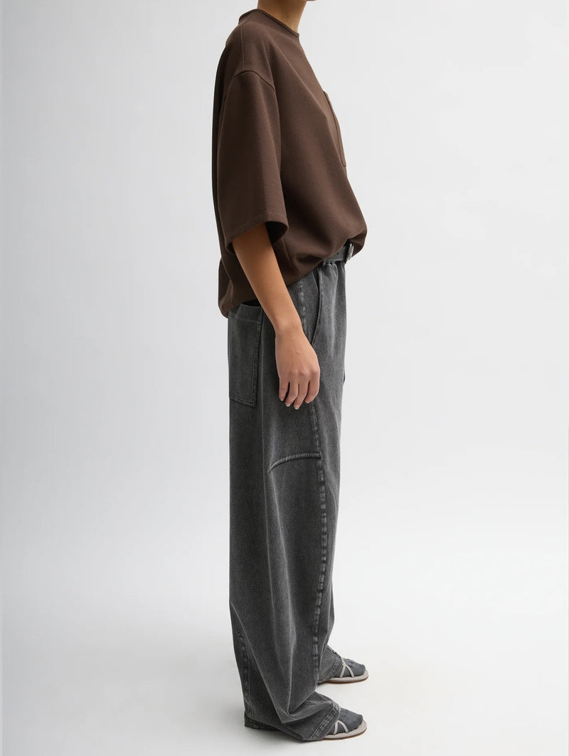 Stretch Denim Knit Regular Winslow Pant in Black