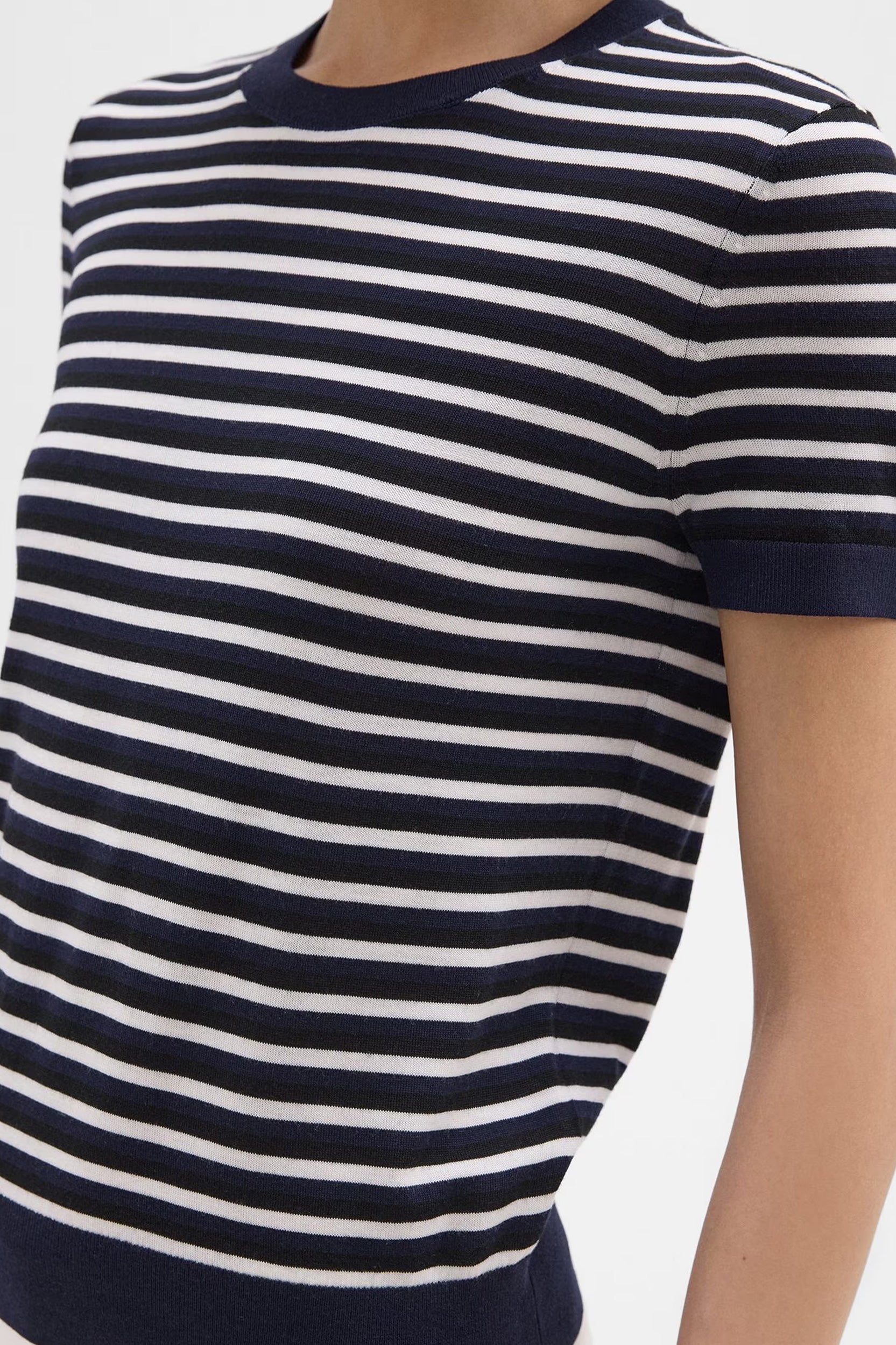 Basic Wool Stripe Tee in Black