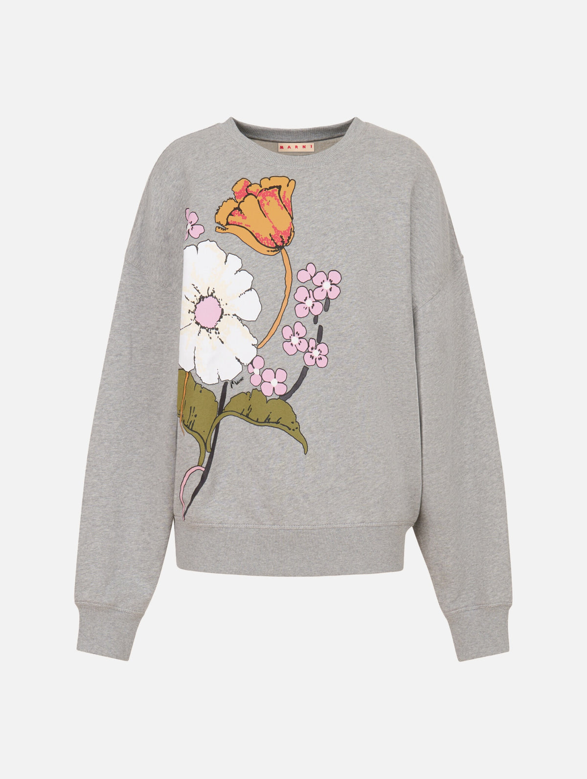 Gray Cotton Sweatshirt in Melodia Floral Print