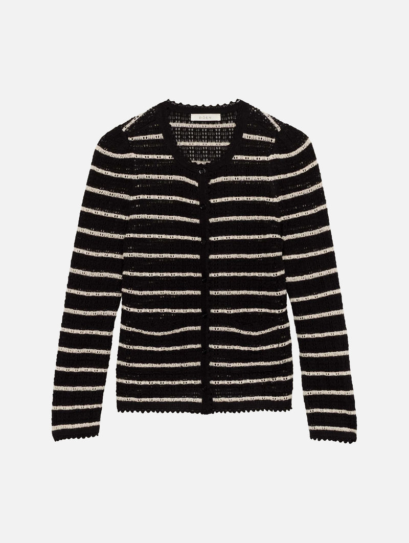 Therese Cardigan in Noir Allaire Stripe