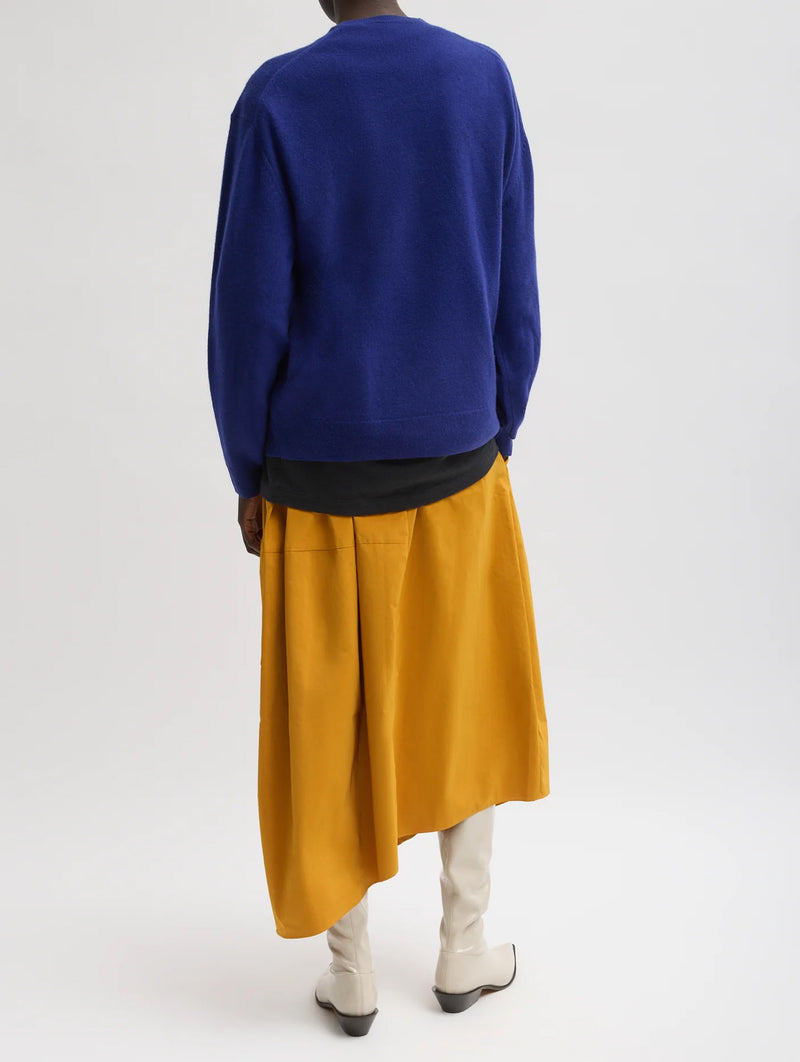 Washable Cashmere Easy V Neck Sweater in Ink Blue