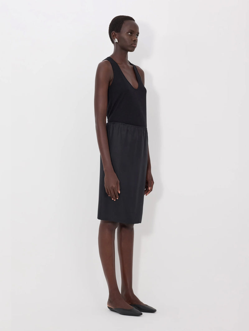 Vasali Silk twill Skirt in Black