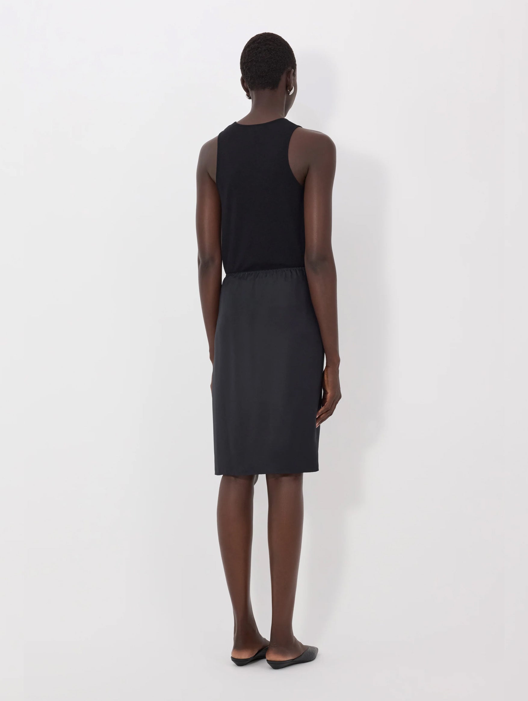 Vasali Silk twill Skirt in Black